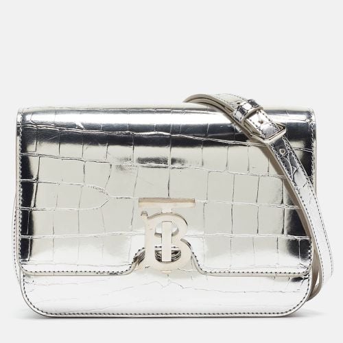 Burberry Silver Croc Embossed Leather Small TB Shoulder Bag - Burberry - Modalova