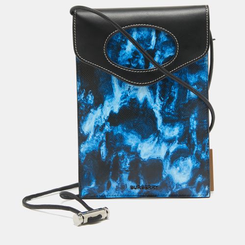 Burberry Blue/Black Water Camo Print Leather Pocket Phone Pouch Crossbody Bag - Burberry - Modalova