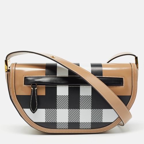 Burberry Beige Check Patent and Leather Small Olympia Shoulder Bag - Burberry - Modalova