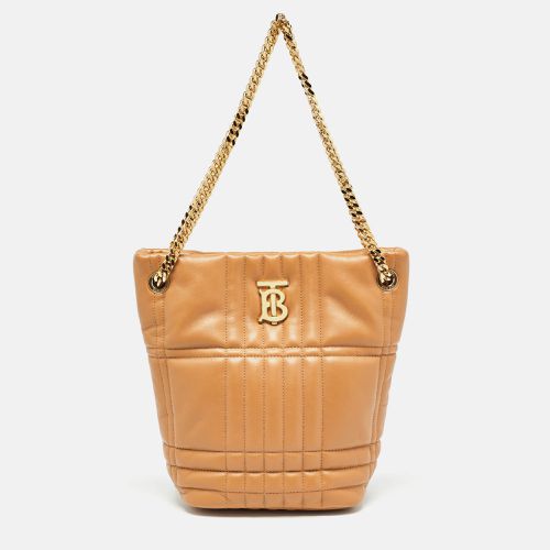 Burberry Marple Brown Embossed Check Leather Small Lola Bucket Bag - Burberry - Modalova