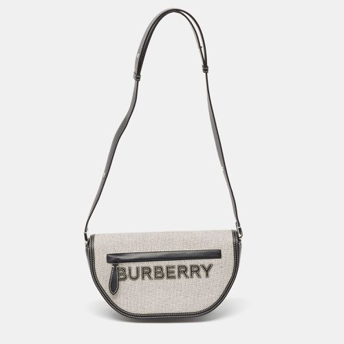 Burberry Black/White Canvas and Leather Small Olympia Shoulder Bag - Burberry - Modalova