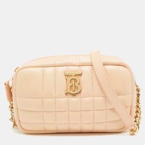 Burberry Peach Pink Quilted Leather Mini Lola Camera Bag - Burberry - Modalova