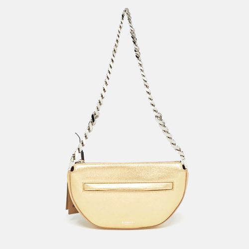 Burberry Gold Leather Mini Olympia Zip Chain Bag - Burberry - Modalova