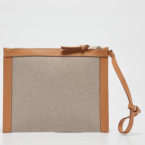 Burberry Beige/Tan Canvas and Leather Wristlet Pouch - Burberry - Modalova