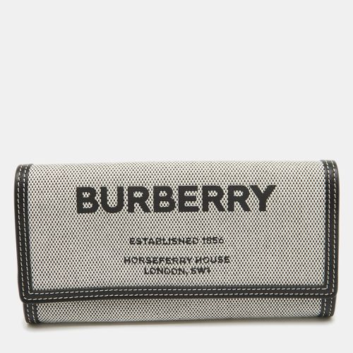 Burberry Black/White Canvas and Leather Halton Continental Wallet - Burberry - Modalova