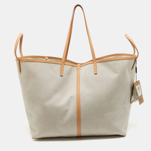 Burberry Beige Canvas and Leather XL Beach Tote - Burberry - Modalova