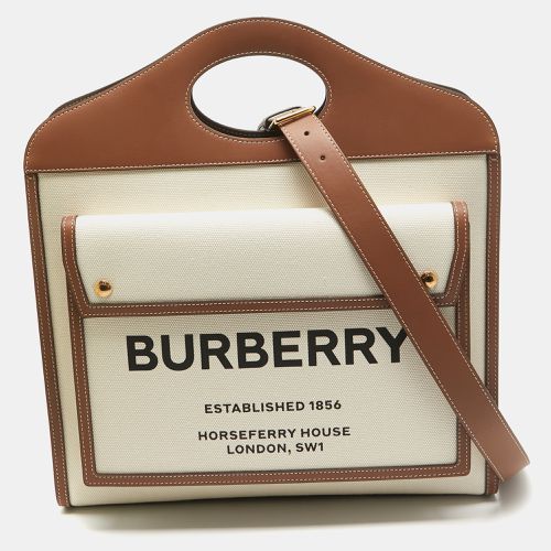 Burberry Beige/Brown Canvas and Leather Medium Pocket Bag - Burberry - Modalova