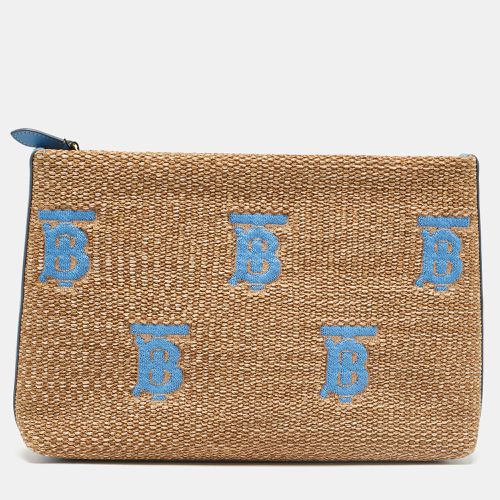 Burberry Natural/Blue Raffia Duncan Pouch - Burberry - Modalova