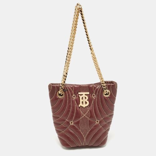 Burberry Dark Maroon Leather Mini Lola Bucket Bag - Burberry - Modalova