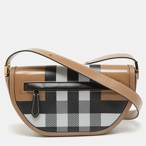 Burberry Beige Check Patent and Leather Small Olympia Shoulder Bag - Burberry - Modalova