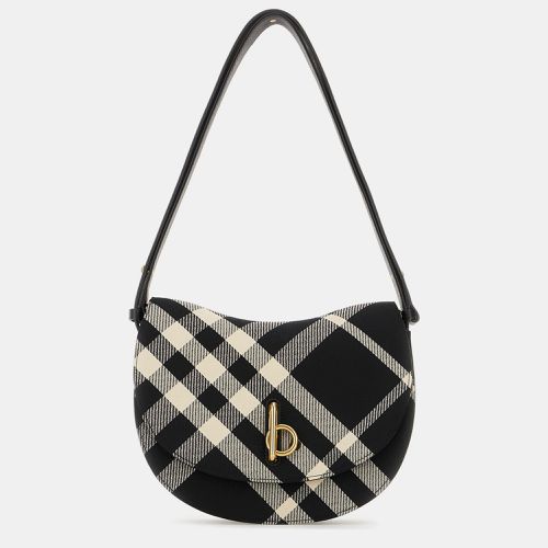 Burberry White/black Embroidered Polyester Blend Rocking Horse Medium Shoulder Bag - Burberry - Modalova