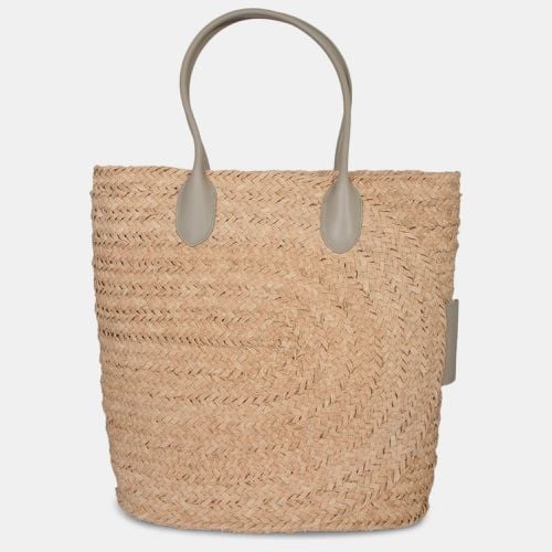 Burberry Beige Raffia And Leather Tote Bag - Burberry - Modalova