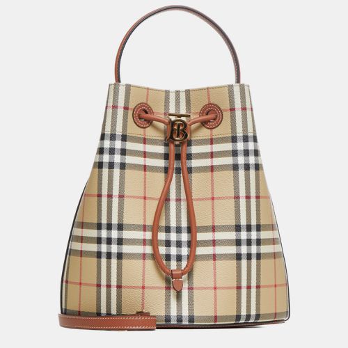 Burberry Brian Brown Printed Canvas Tb Bucket Bag - Burberry - Modalova