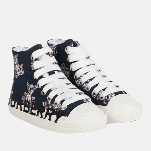 Buberry (Kids) Navy Blue - Canvas & Leather - High Top Kids Larkhall Sneakers - EU 32 - Burberry - Modalova