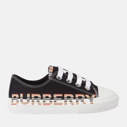 Buberry (Kids) Black - Cotton Gabardine - Sneakers with Icon Stripe Logo EU 34 - Burberry - Modalova