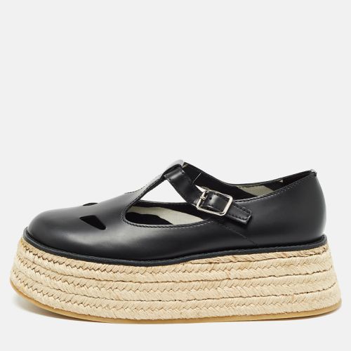 Burberry Black Leather Aldwych Platform Espadrille Flats Size 39 - Burberry - Modalova