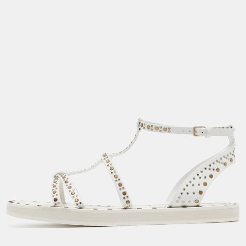 Burberry White Leather Studded Hansel Flat Sandals Size 39.5 - Burberry - Modalova