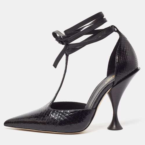 Burberry Black Snakeskin Leather Welton Sandals Size 38.5 - Burberry - Modalova