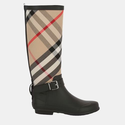 Burberry Archive Beige Black House Check Rain Boots 37 - Burberry - Modalova