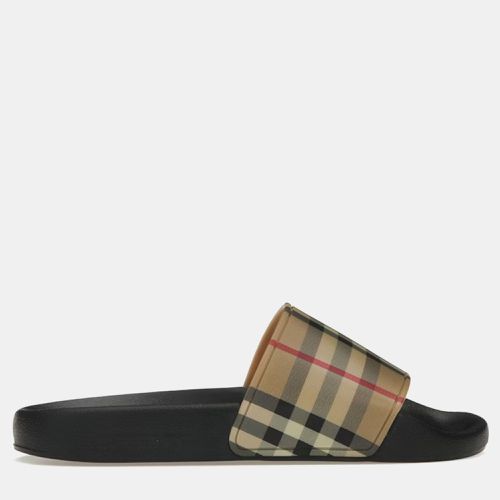 Burberry Black/Beige House Check Slides Size EU 38 - Burberry - Modalova