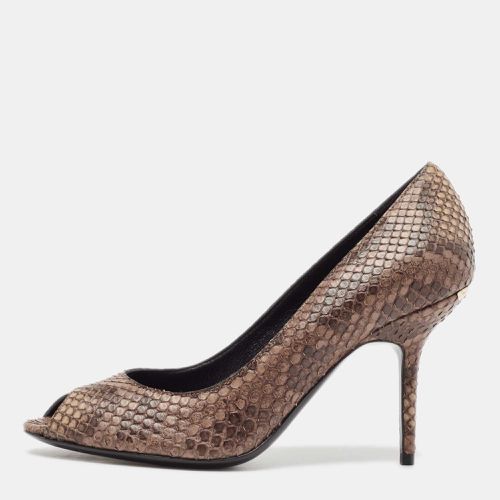 Burberry Brown Python Leather Peep Toe Pumps Size 37.5 - Burberry - Modalova