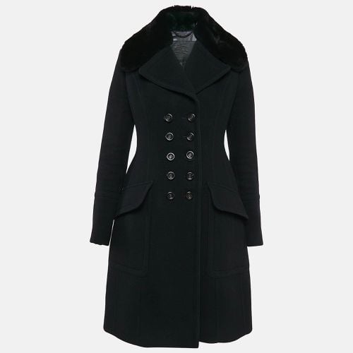 Burberry Prorsum Navy Blue Wool Detachable Fur Collar Coat S - Burberry Prorsum - Modalova