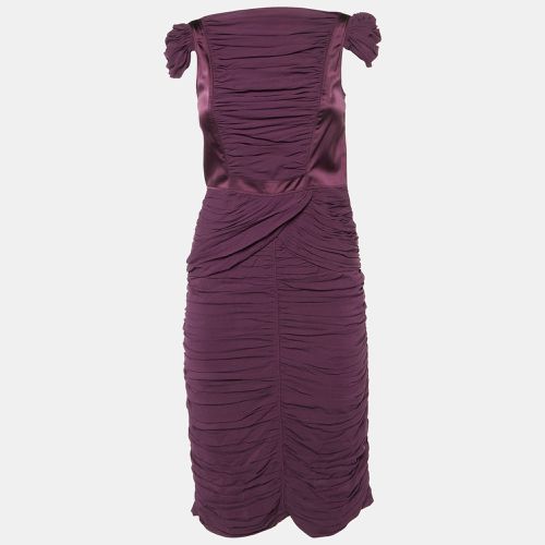 Burberry Prorsum Vintage Purple Silk Crepe Ruched Midi Dress S - Burberry Prorsum - Modalova