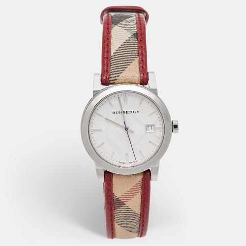 Burberry Silver Stainless Steel Leather The City BU9122 Women's Wristwatch 35 mm - Burberry - Modalova