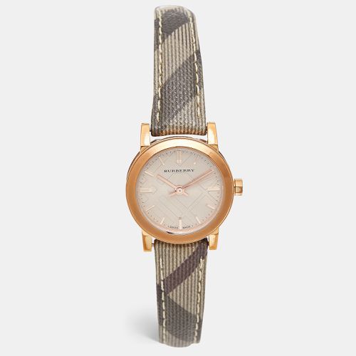 Burberry Rose Gold PVD Coated Stainless Steel Canvas Leather The City BU9236 Women's Wristwatch 26 mm - Burberry - Modalova