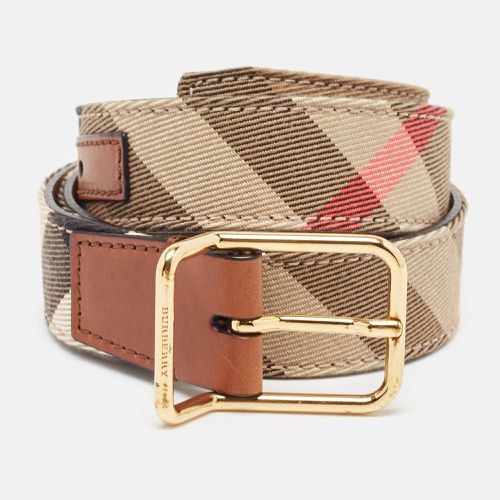 Burberry Brown/Beige Super Nova Check Canvas and Leather Upshall Belt 70CM - Burberry - Modalova