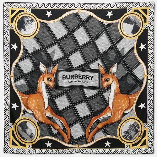 Deer Print Silk Square Scarf - Burberry - Modalova