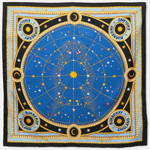 Burberry Blue Astrological Print Silk Square Scarf - Burberry - Modalova