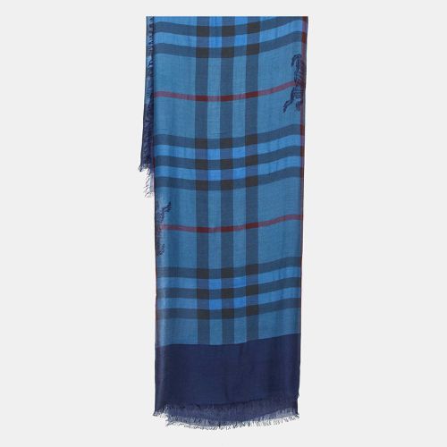 Burberry Blue Vintage Check Wool & Silk Scarf - Burberry - Modalova