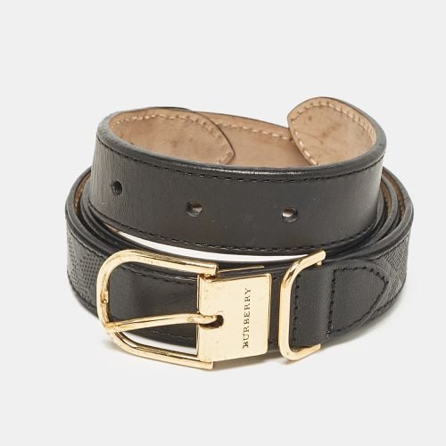 Burberry Black Check Embossed Leather Slim Belt 85 CM - Burberry - Modalova