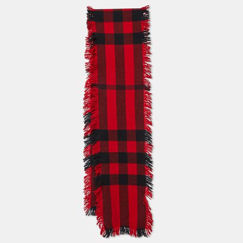 Burberry Black/Red Gaint Check Wool Fringed Scarf - Burberry - Modalova