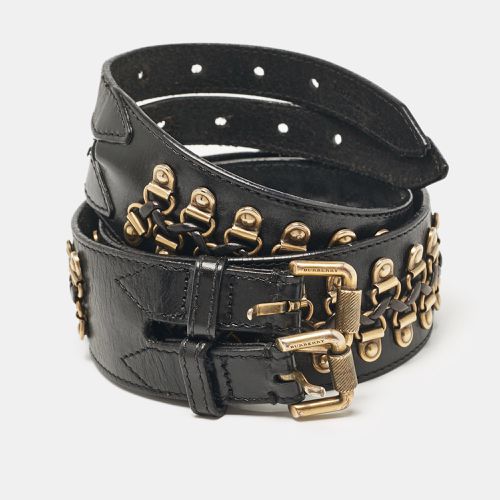 Burberry Black Leather Studded Double Buckle Wide Belt 90CM - Burberry - Modalova