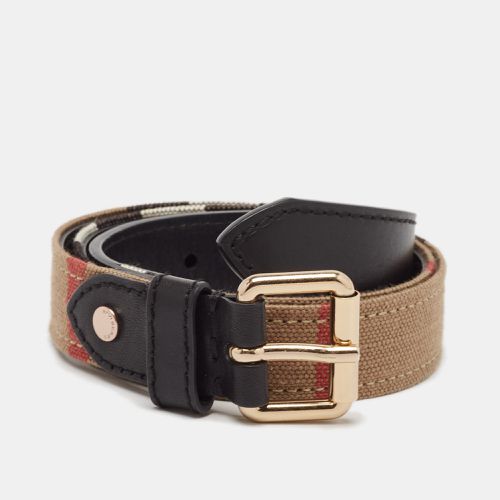 Burberry Beige/Black House Check Canvas and Leather Buckle Belt 85 CM - Burberry - Modalova