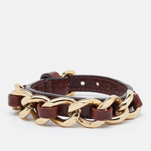 Burberry Brown Leather Chain Detail Wrap Bracelet - Burberry - Modalova