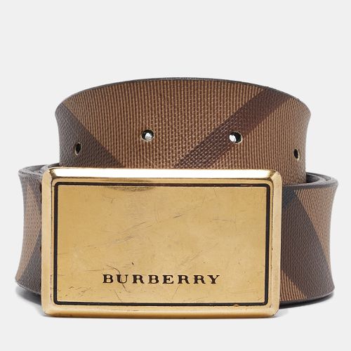 Burberry Brown Smoke Check PVC and Leather Buckle Belt 80 CM - Burberry - Modalova