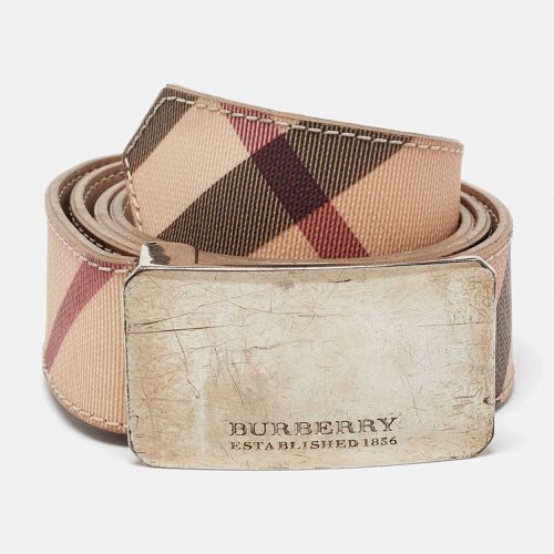 Burberry Beige Nova Check Coated Canvas Logo Plaque Belt 100CM - Burberry - Modalova