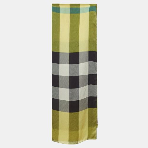 Burberry Yellow/Green Giant Check Print Silk Stole - Burberry - Modalova