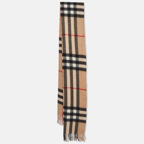 Burberry Beige Nova Check Cashmere Fringed Scotland Scarf - Burberry - Modalova