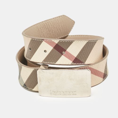 Burberry Beige Nova Check PVC and Leather Logo Plague Belt 100CM - Burberry - Modalova