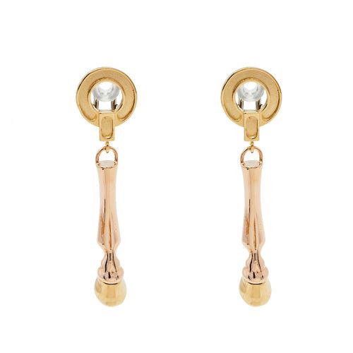 Burberry Two Tone Horse Hoof Drop Clip On Earrings - Burberry - Modalova