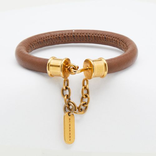 Burberry Brown Leather Gold Tone Bracelet - Burberry - Modalova