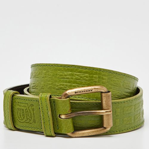 Burberry Green Leather Buckle Belt 100CM - Burberry - Modalova