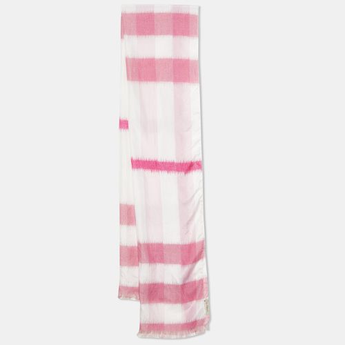 Burberry Vintage Pink/White Horseferry Print Silk Fringed Scarf - Burberry - Modalova