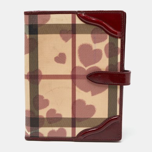 Burberry Burgundy Heart Nova Coated Canvas and Patent Leather Agenda Cover - Burberry - Modalova