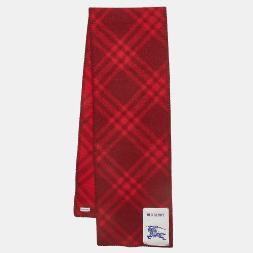 Burberry Red Tri Bar Check Wool Scarf - Burberry - Modalova