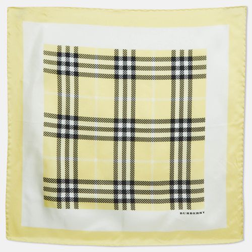 Burberry Yellow Checked Silk Square Scarf - Burberry - Modalova